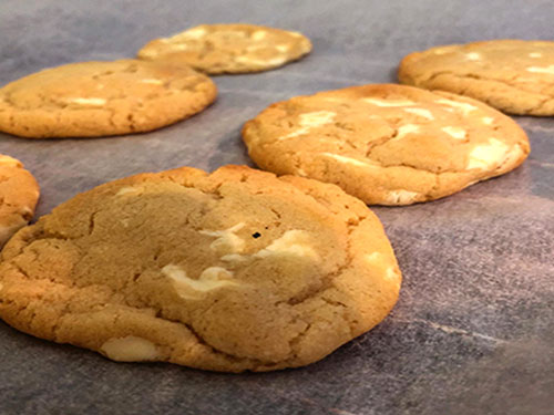 Finished cookies from the white chocolate batch